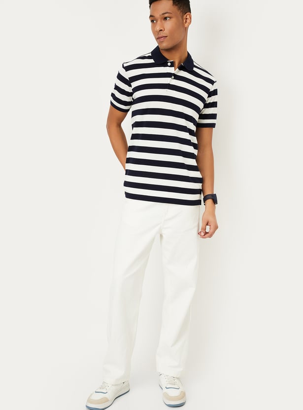 Men Striped Polo T-shirt