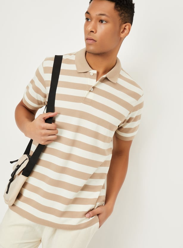 Men Striped Polo T-shirt