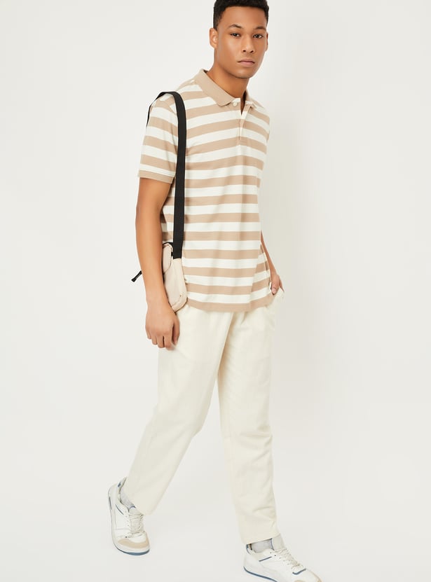 Men Striped Polo T-shirt