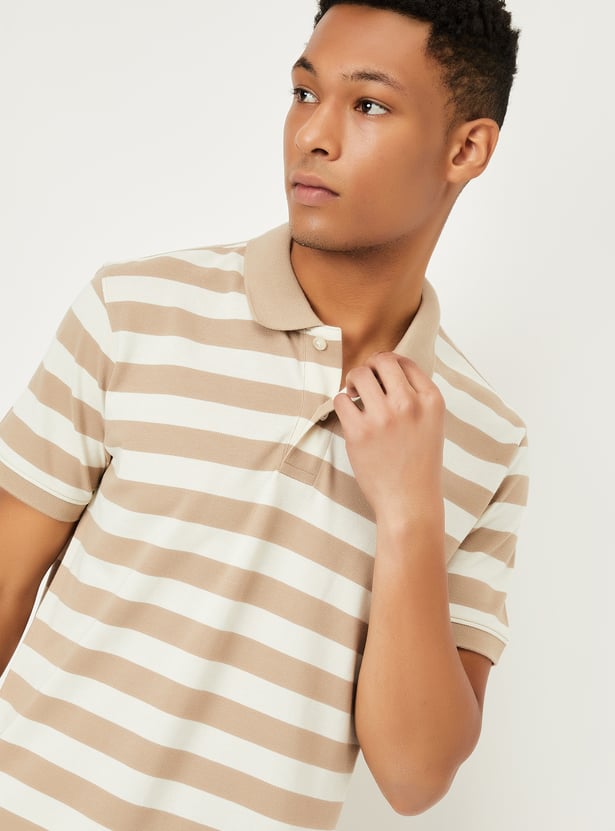 Men Striped Polo T-shirt