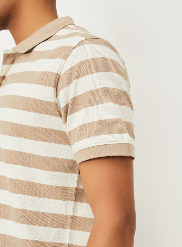 Men Striped Polo T-shirt