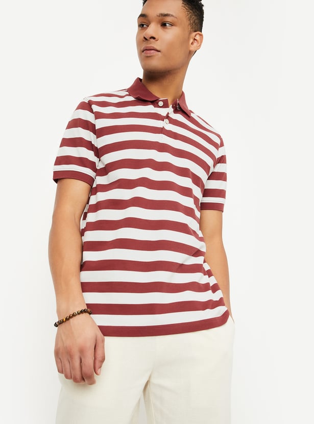 Buy Men Striped Polo T-shirt Online at just