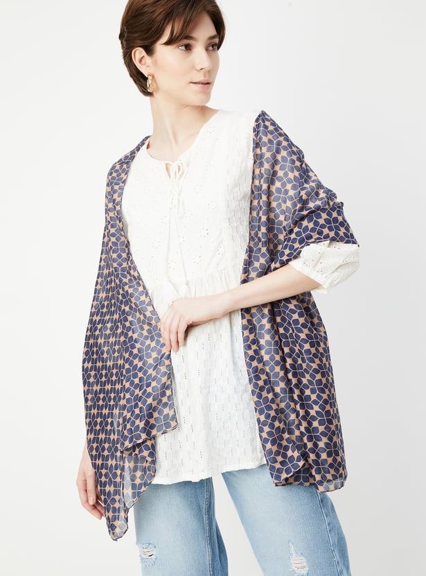 Women Printed Scarf with Tassels