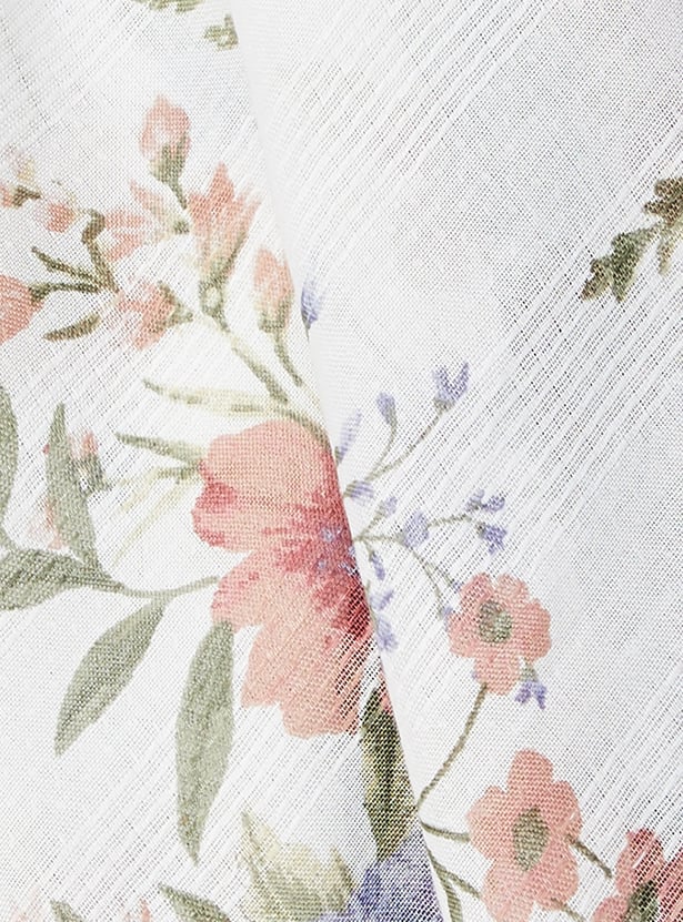 Women Floral Print Scarf with Tassels