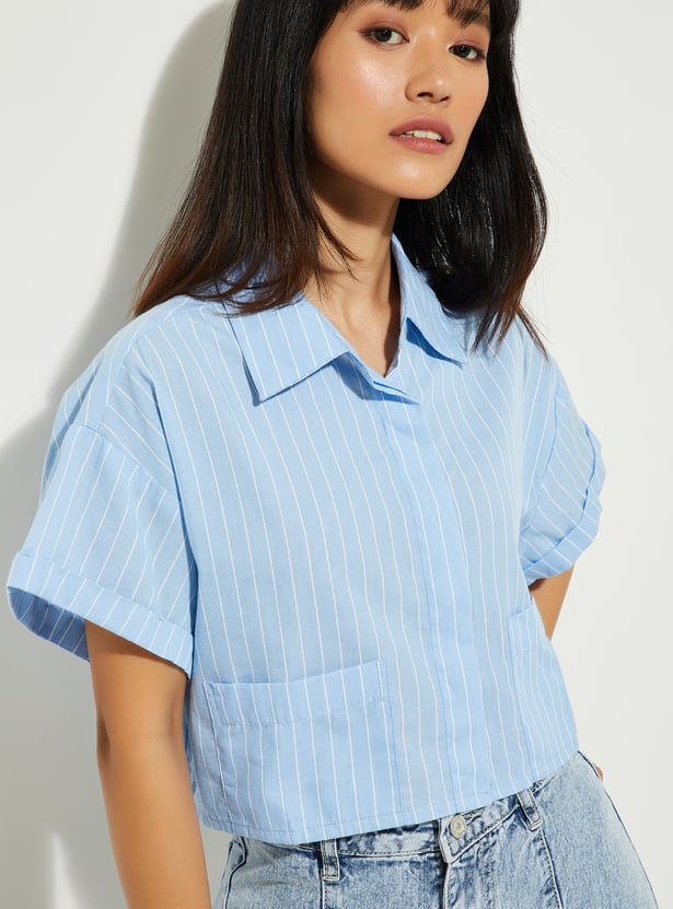 URB_N Women Checked Crop Shirt