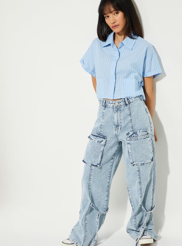 URB_N Women Checked Crop Shirt