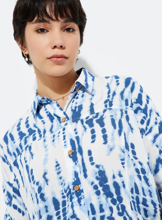 URB_N Women Tie & Dye Cropped Shirt