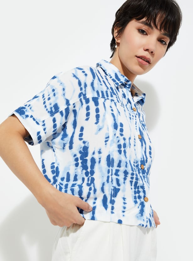 URB_N Women Tie & Dye Cropped Shirt