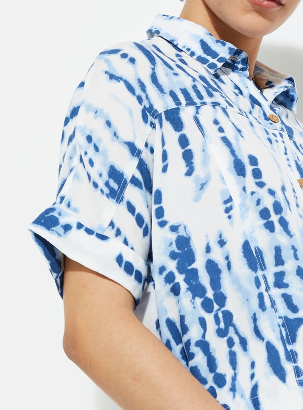 URB_N Women Tie & Dye Cropped Shirt