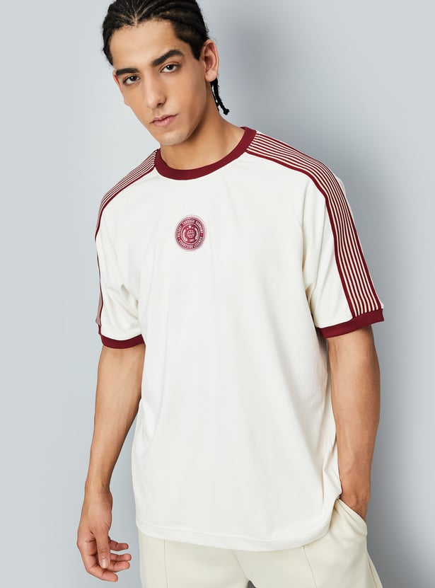 Men Shoulder Striped Oversized Sports T-shirt