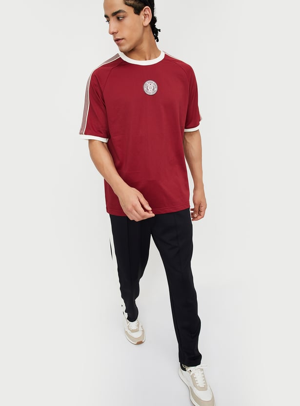 Men Shoulder Striped Oversized Sports T-shirt