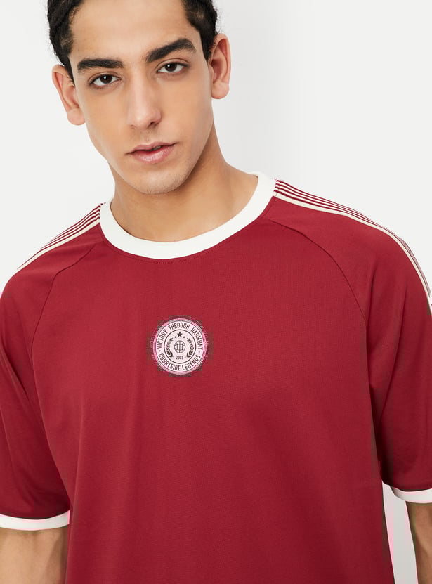 Men Shoulder Striped Oversized Sports T-shirt