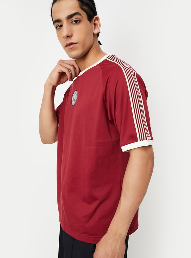 Men Shoulder Striped Oversized Sports T-shirt