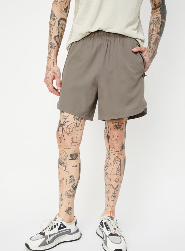 Men Solid Activewear Shorts