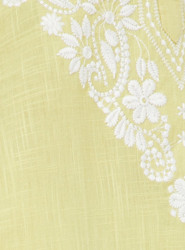 Women Embroidered Straight Kurta Set