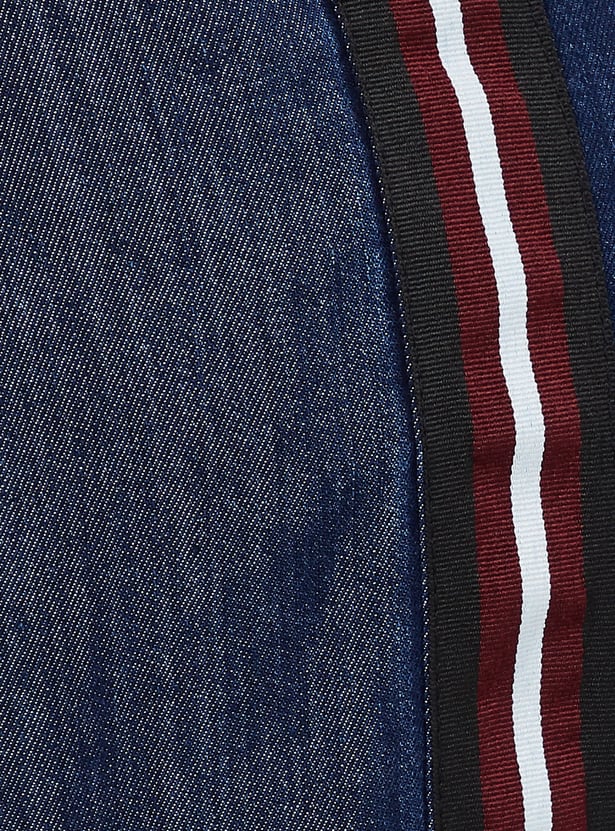 Women Wide-Leg Trousers with Striped Taping