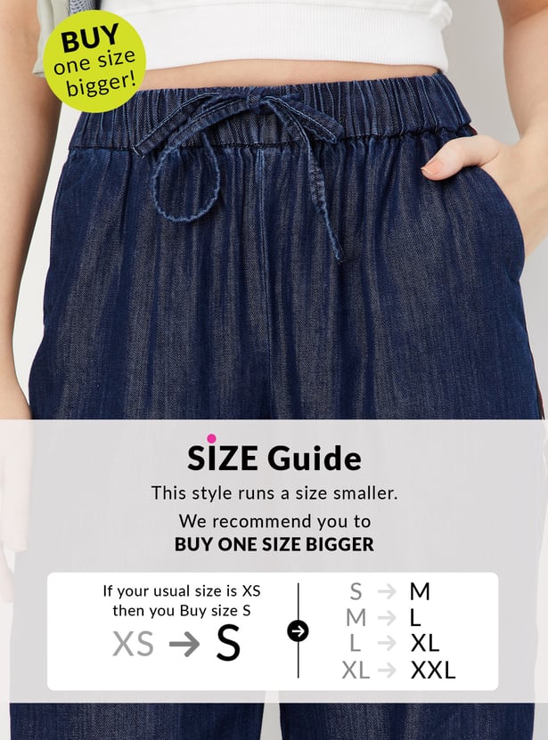 Women Wide-Leg Trousers with Striped Taping
