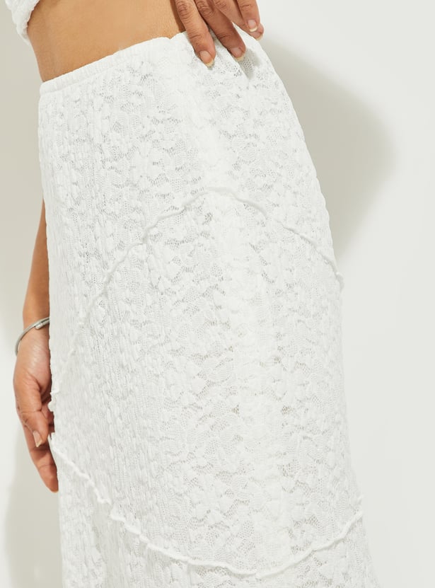 スカート MONOHA : 25SS / Mesh lace skirt (ivory) MONOHA] / ☆ 25SS Mesh lace skirt / ivory スカート