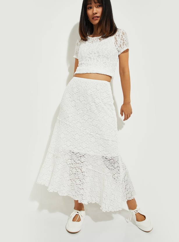 ALAYA F x URB_N Women Lace Long Skirt
