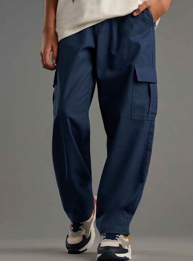 Boys Solid Cargo Trousers