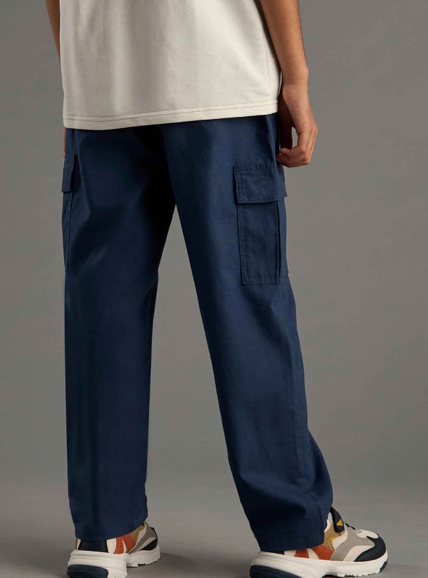 Boys Solid Cargo Trousers