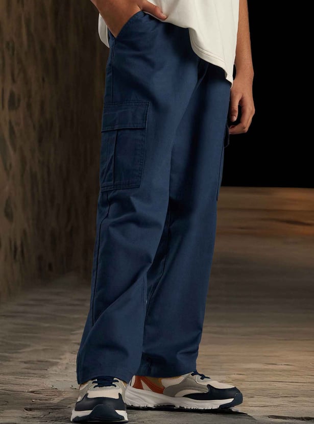 Boys Solid Cargo Trousers