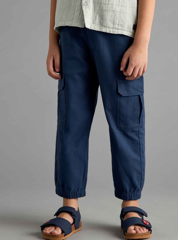 Boys Solid Cargo Joggers