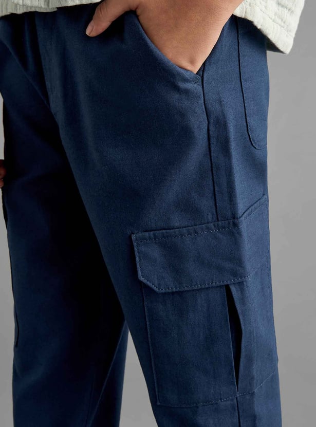 Boys Solid Cargo Joggers