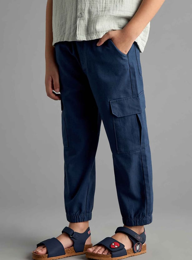 Boys Solid Cargo Joggers