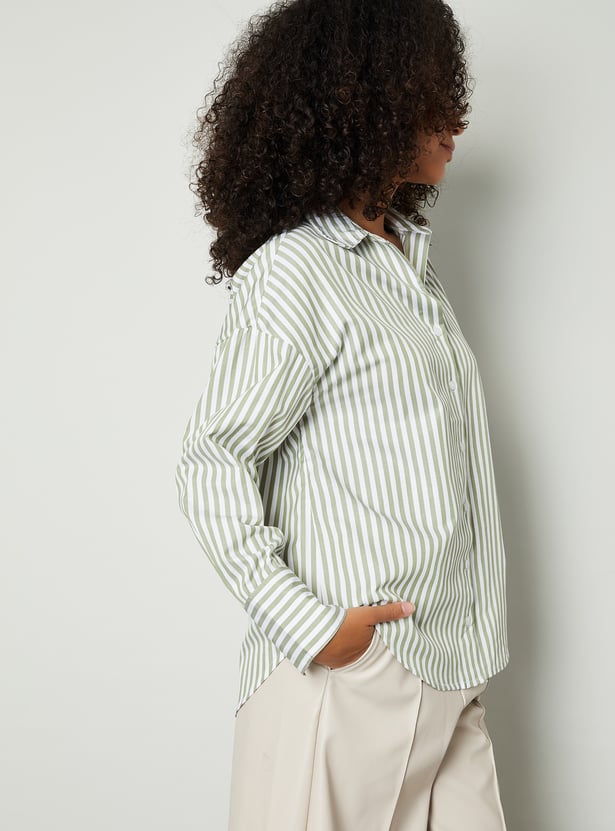 Women Striped Oversized Shirt