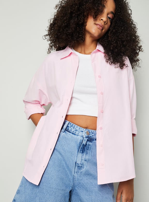 Women Solid Oversized Shirt