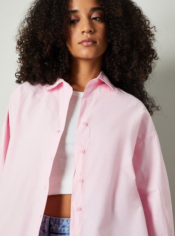 Women Solid Oversized Shirt