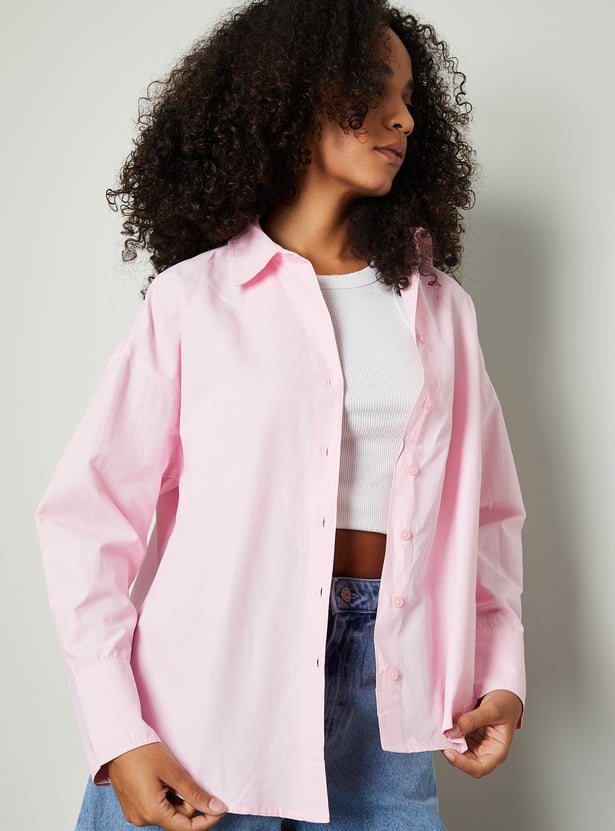 Women Solid Oversized Shirt