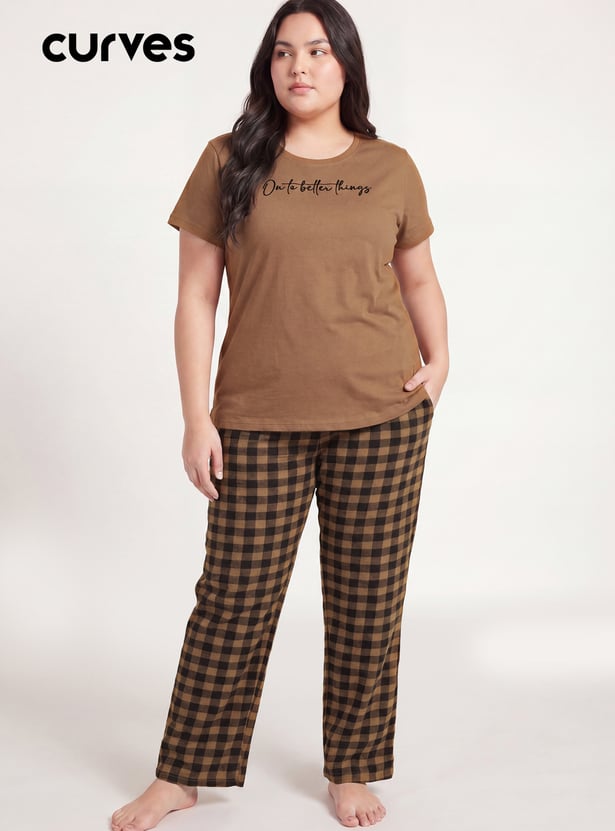 Buy Women Checked PJ Set Online at just Rs. 999.0 - 1000016419447 | Max ...