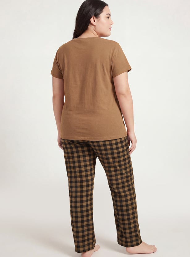 Buy Women Checked PJ Set Online at just Rs. 999.0 - 1000016419447 | Max ...