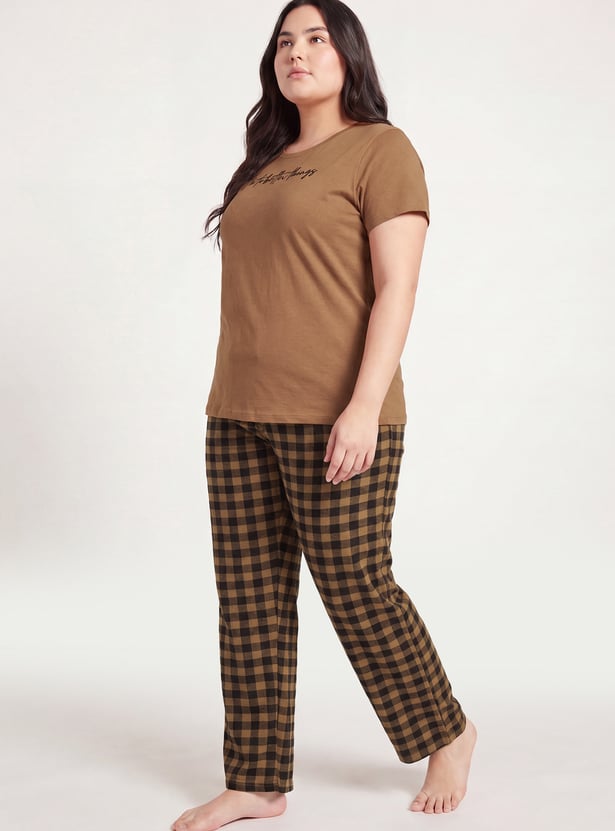 Buy Women Checked PJ Set Online at just Rs. 999.0 - 1000016419447 | Max ...