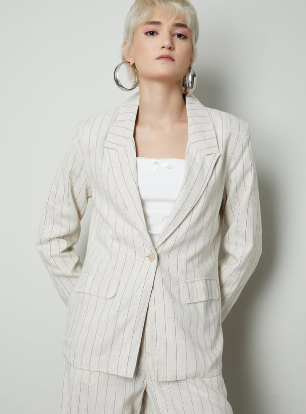 Women Striped Regular Fit Blazer