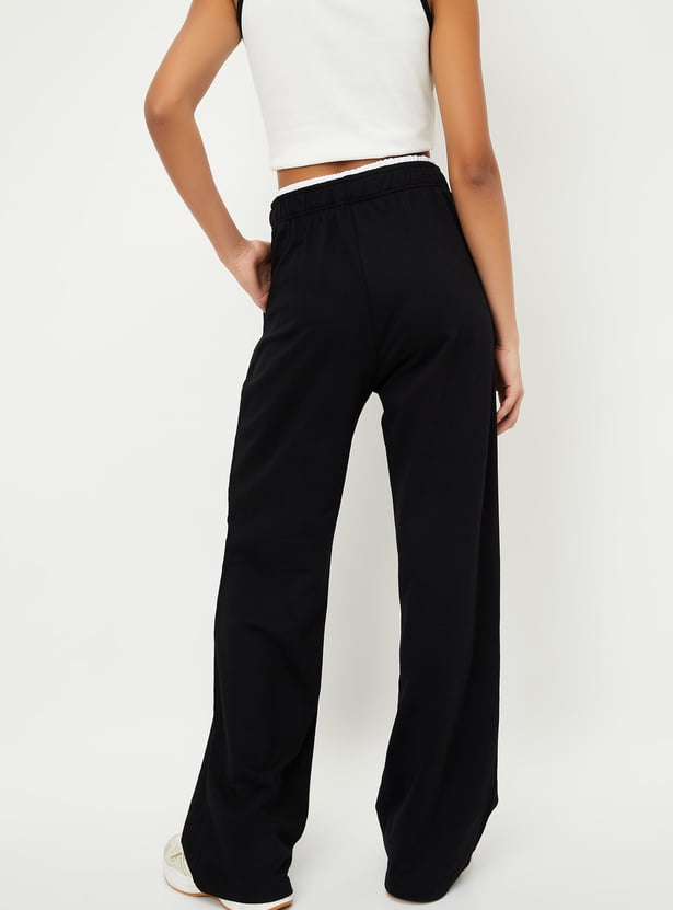 Gant Women Black Solid Relaxed Fit Track Pants
