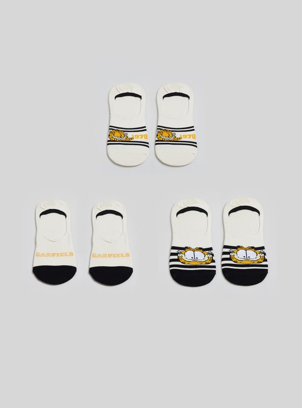 Men Garfield Print No Show Socks - Pack of 3