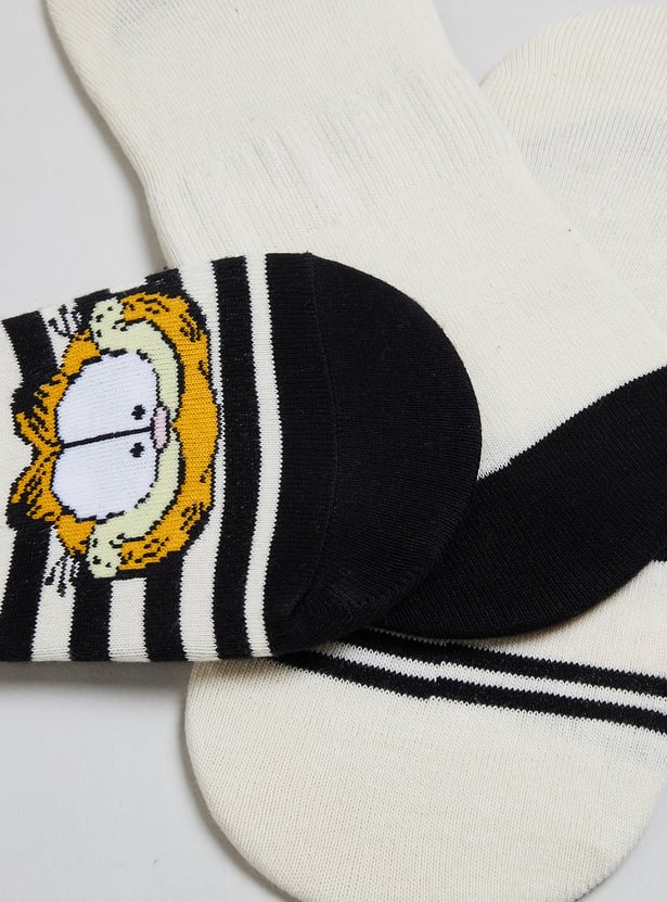 Men Garfield Print No Show Socks - Pack of 3