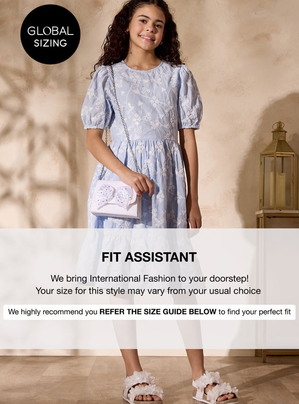 Girls Embroidered Fit and Flare Dress