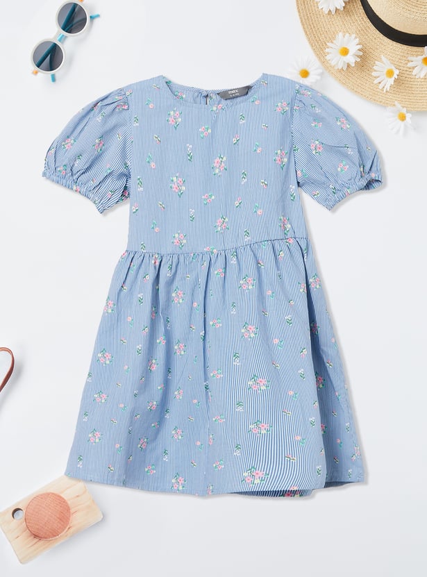 Girls Printed Fit and Flare Dress