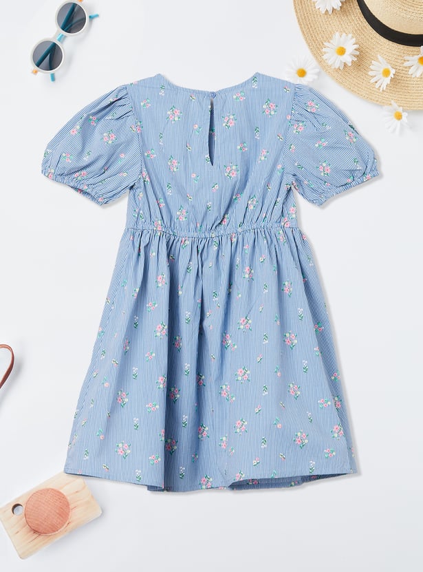 Girls Printed Fit and Flare Dress