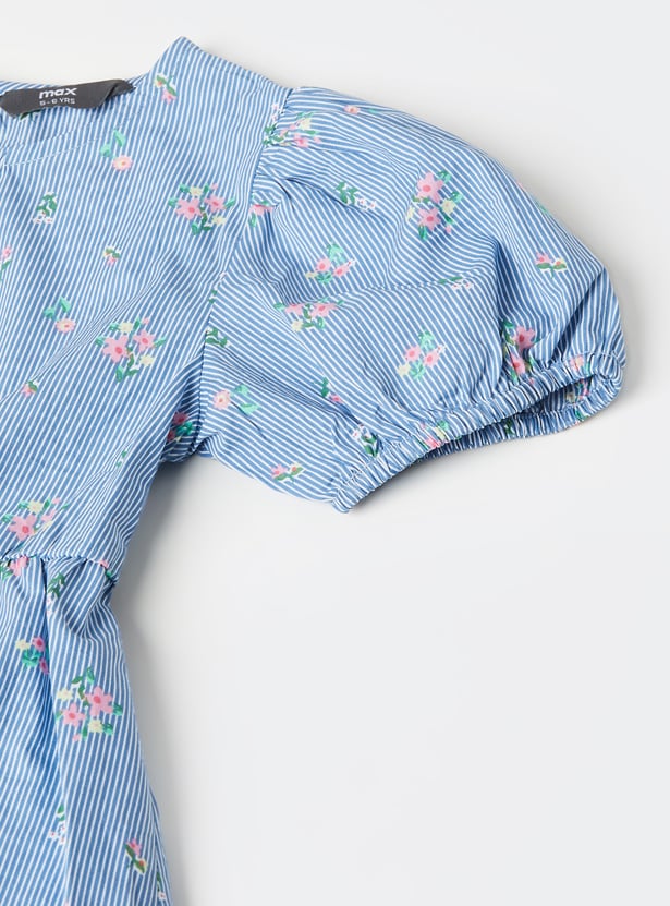 Girls Printed Fit and Flare Dress