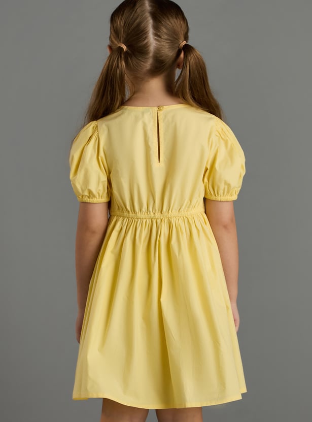 Girls Solid Fit and Flare Dress