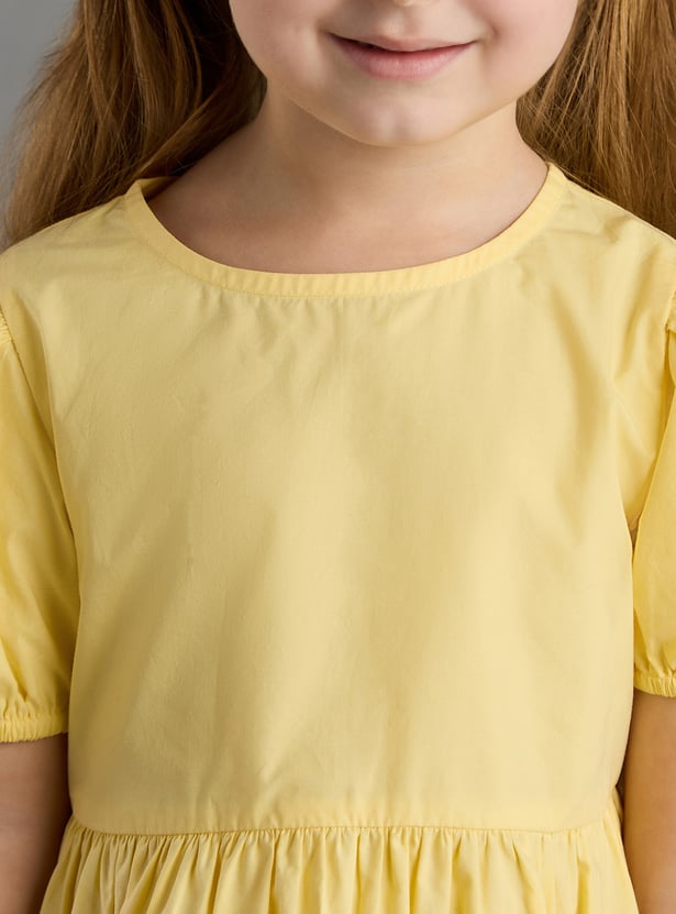 Girls Solid Fit and Flare Dress