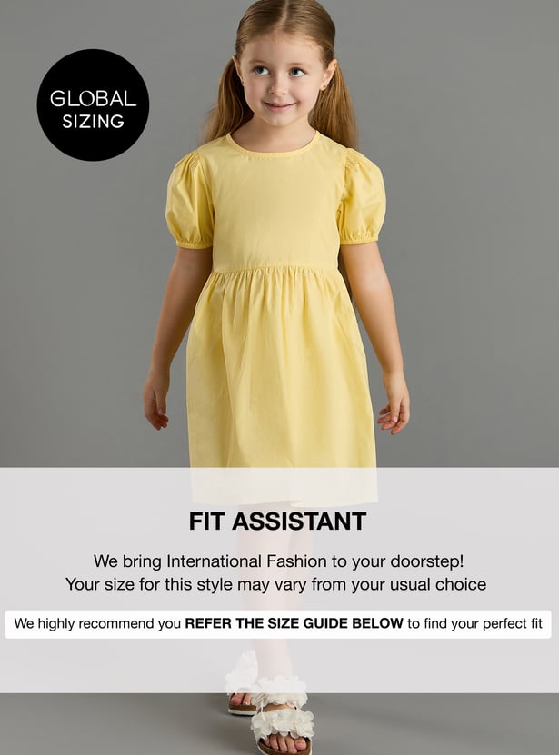 Girls Solid Fit and Flare Dress