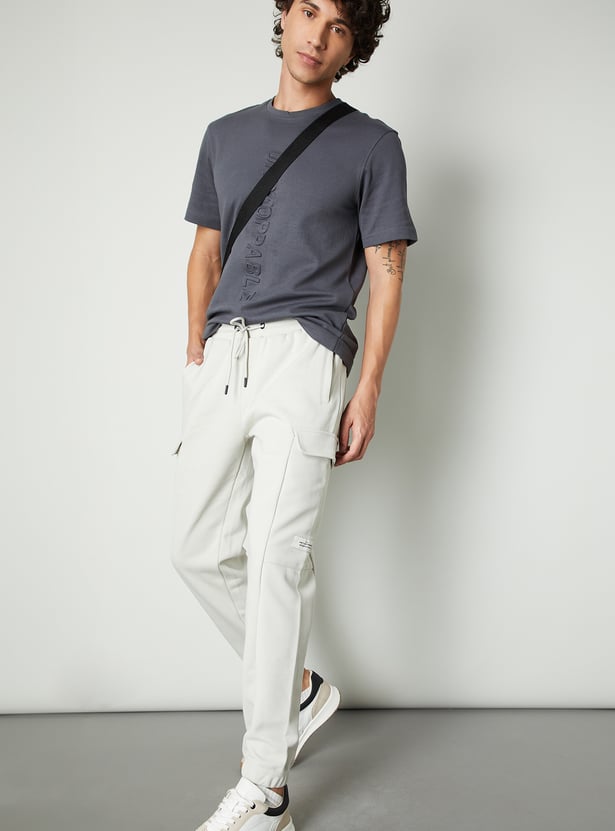 Men Solid Sports Cargo Joggers