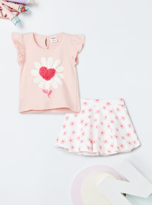 Girls Printed Skirt Set