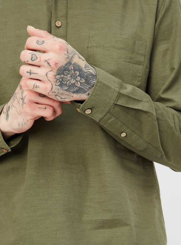 Men Textured Slim Fit Short Kurta